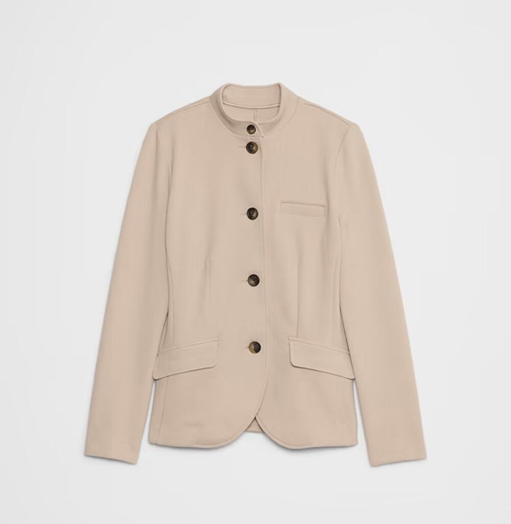 Banana Republic Beige Knit Pique Blazer Stand Collar Size XXL NWOT